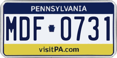 PA license plate MDF0731