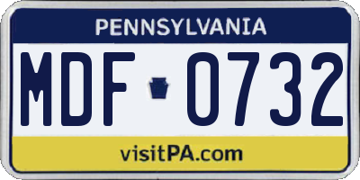 PA license plate MDF0732