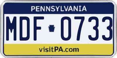 PA license plate MDF0733