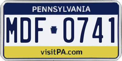 PA license plate MDF0741