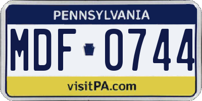 PA license plate MDF0744