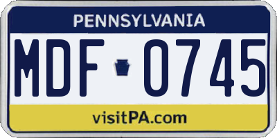 PA license plate MDF0745