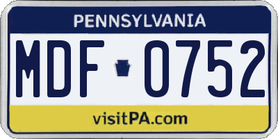 PA license plate MDF0752