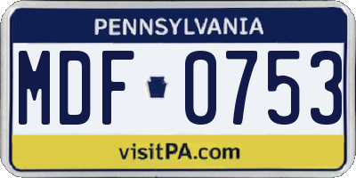 PA license plate MDF0753