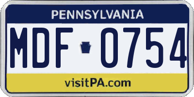 PA license plate MDF0754