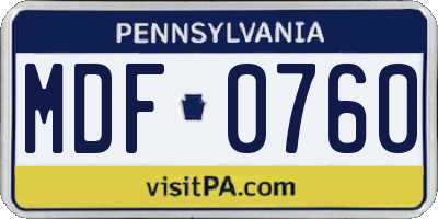 PA license plate MDF0760