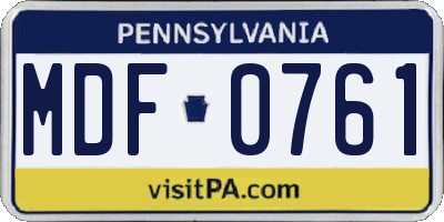PA license plate MDF0761