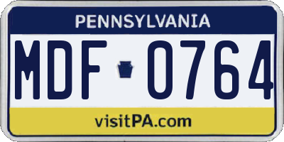 PA license plate MDF0764