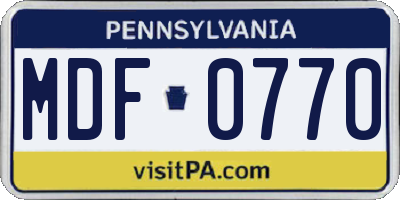 PA license plate MDF0770