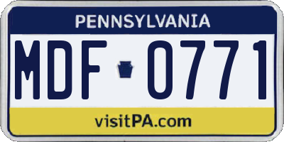 PA license plate MDF0771