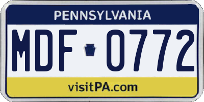 PA license plate MDF0772