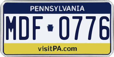 PA license plate MDF0776