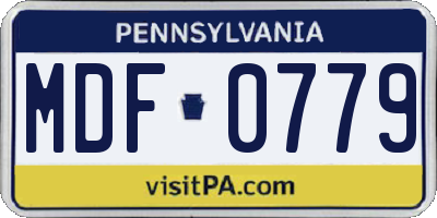 PA license plate MDF0779