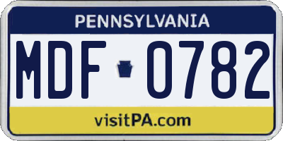PA license plate MDF0782