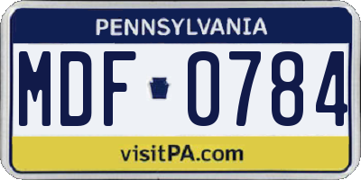 PA license plate MDF0784