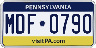 PA license plate MDF0790