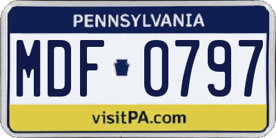 PA license plate MDF0797