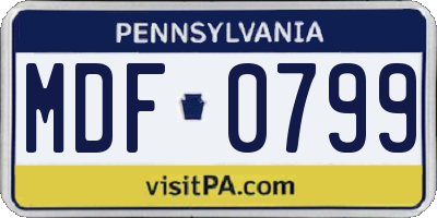 PA license plate MDF0799