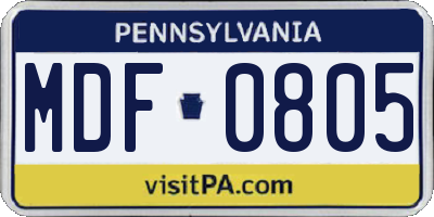 PA license plate MDF0805