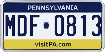 PA license plate MDF0813