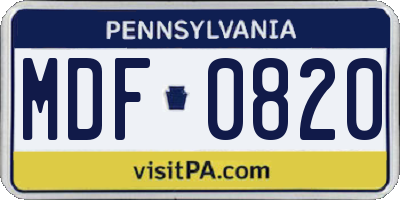 PA license plate MDF0820