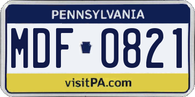 PA license plate MDF0821