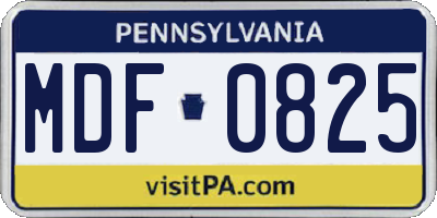 PA license plate MDF0825