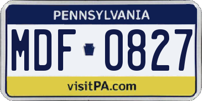 PA license plate MDF0827