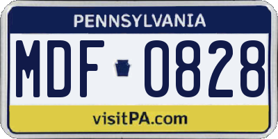 PA license plate MDF0828