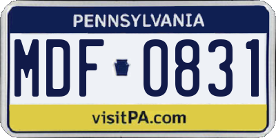 PA license plate MDF0831