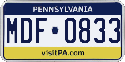 PA license plate MDF0833