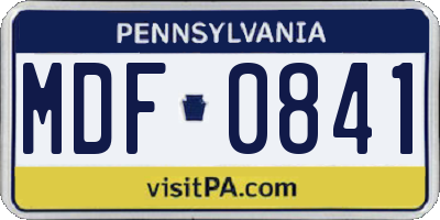 PA license plate MDF0841