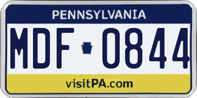 PA license plate MDF0844