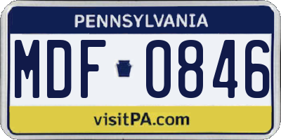 PA license plate MDF0846