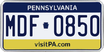 PA license plate MDF0850