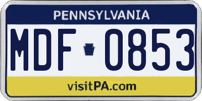 PA license plate MDF0853