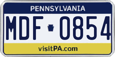 PA license plate MDF0854