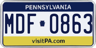 PA license plate MDF0863
