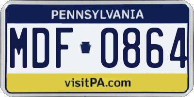 PA license plate MDF0864