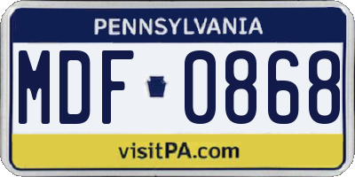 PA license plate MDF0868