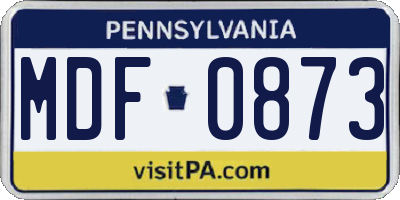 PA license plate MDF0873