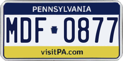 PA license plate MDF0877