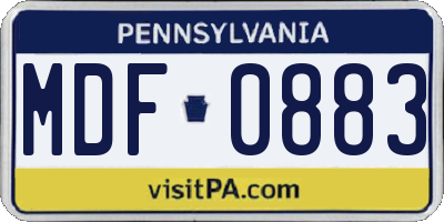 PA license plate MDF0883