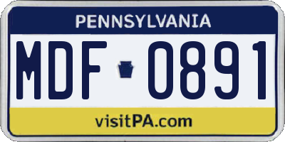 PA license plate MDF0891