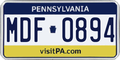 PA license plate MDF0894