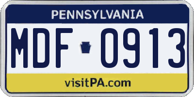 PA license plate MDF0913