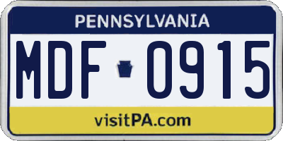 PA license plate MDF0915