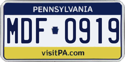 PA license plate MDF0919