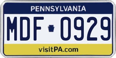 PA license plate MDF0929