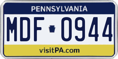 PA license plate MDF0944